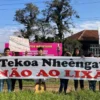 Indígenas protestam contra aterro sanitário